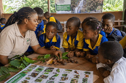 Equipping the next generation. An interactive environmental awareness workshop with students, focusing on the preservation of local ecosystem biodiversity.